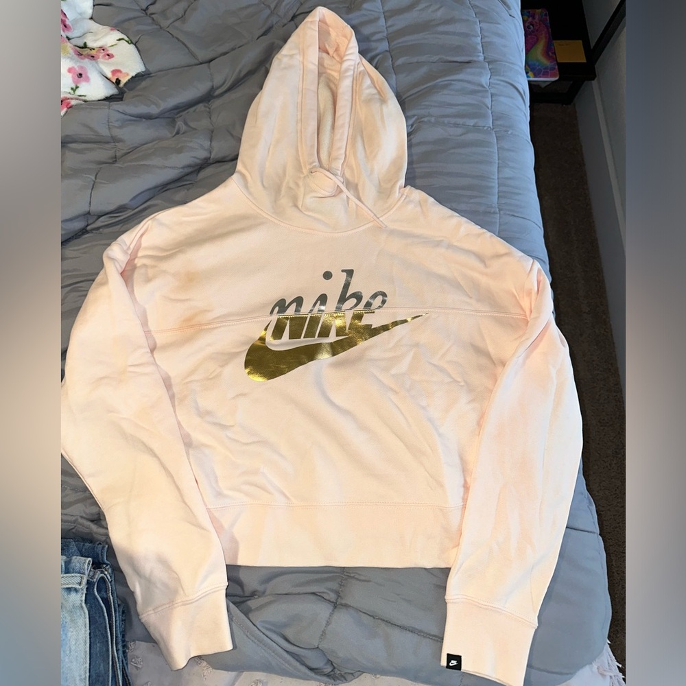 Pink cropped Nike hoodie